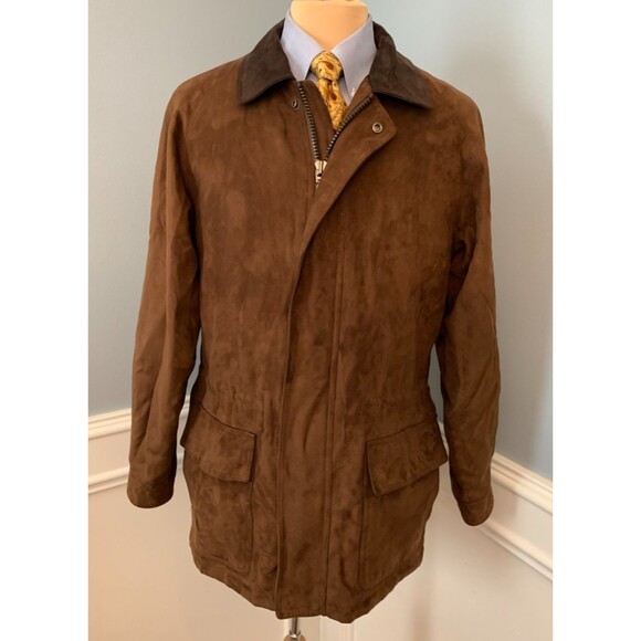 Claiborne Jacket Mens M Vegan Suede Stadium Barn Chore Utility Quilted Coat - Picture 1 of 10